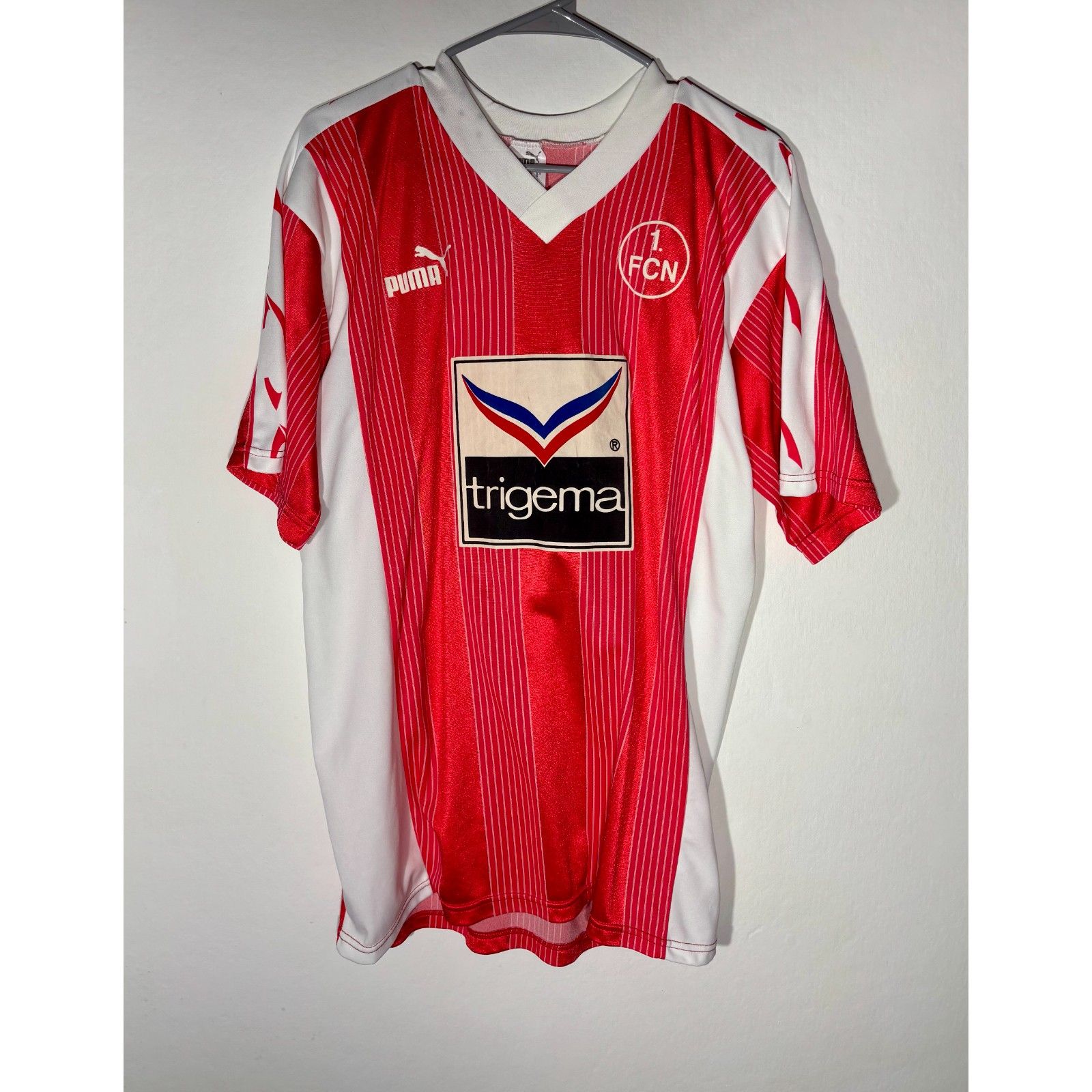 Vintage Puma 1. Fc Nrnberg Soccer Jersey Large 90s Trigema Sponsor Red White